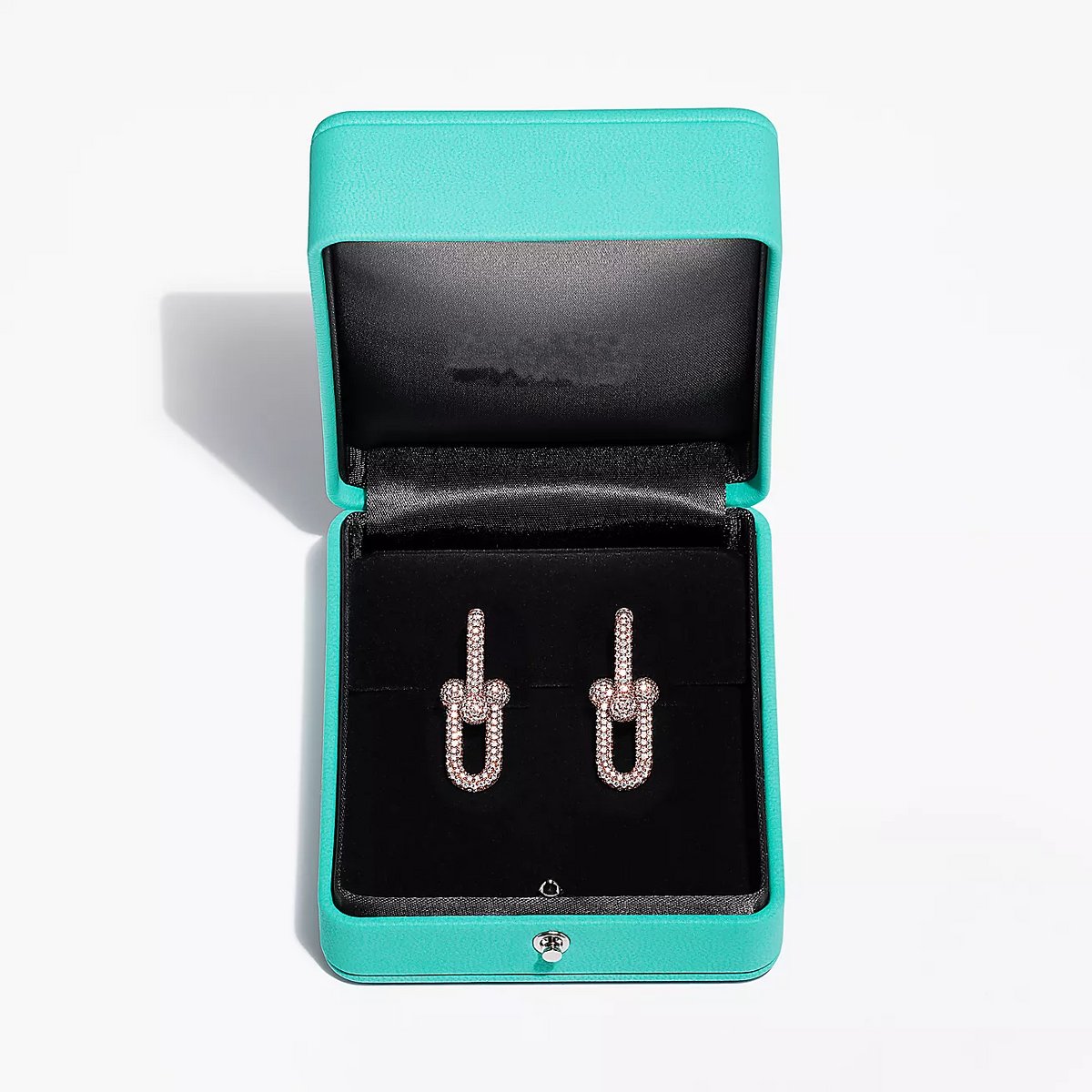 [Corinne]LARGE LINK EARRINGS PINK GOLD WITH PAVED DIAMONDS