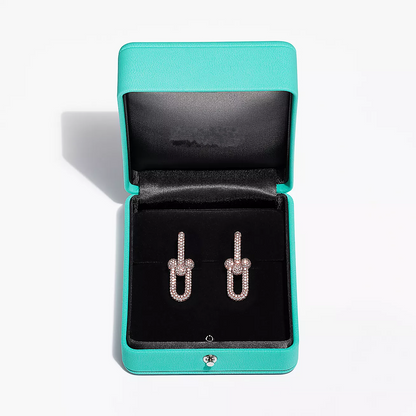 [Corinne]LARGE LINK EARRINGS PINK GOLD WITH PAVED DIAMONDS