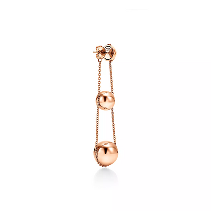 [Corinne]TRIPLE DROP PINK GOLD EARRINGS