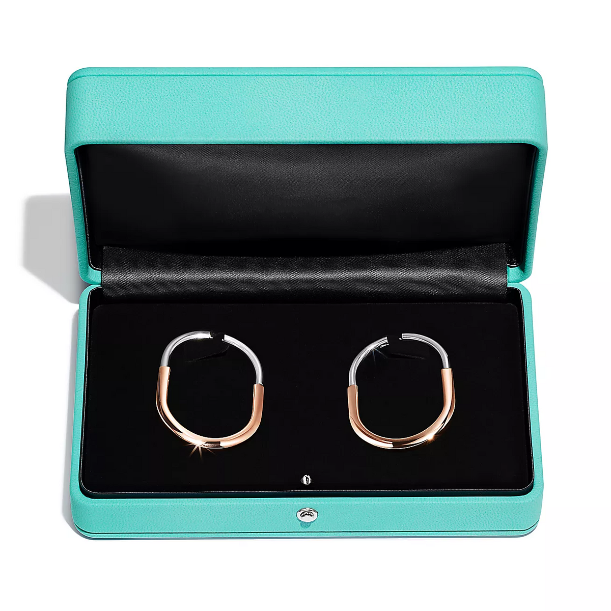 [Corinne]LOCK EARRINGS ROSE AND WHITE GOLD DIAMONDS EXTRA LARGE