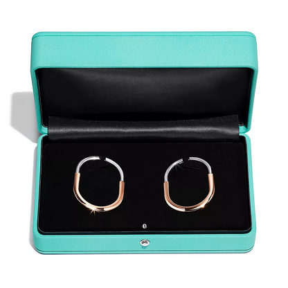 [Corinne]LOCK EARRINGS ROSE AND WHITE GOLD DIAMONDS EXTRA LARGE
