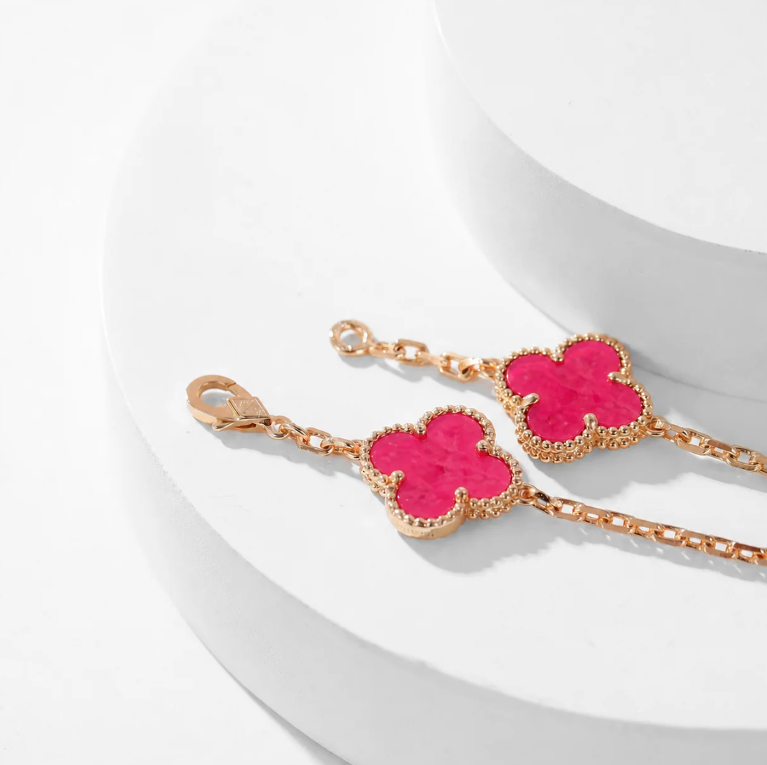 [⭐Corinne]CLOVER 10 MOTIFS  NEW BUBBLE PINK ENAMEL