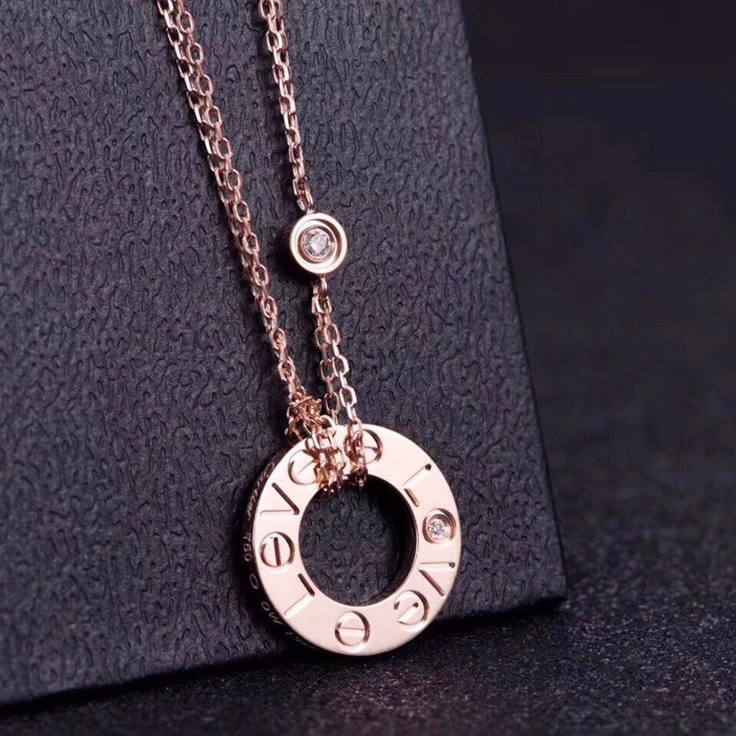 [⭐Corinne]LOVE NECKLACE 16MM 2 DIAMONDS