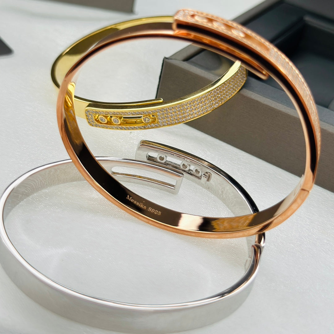 [⭐Corinne]Move Noa Rose Gold Pavé Diamond Bangle Bracelet
