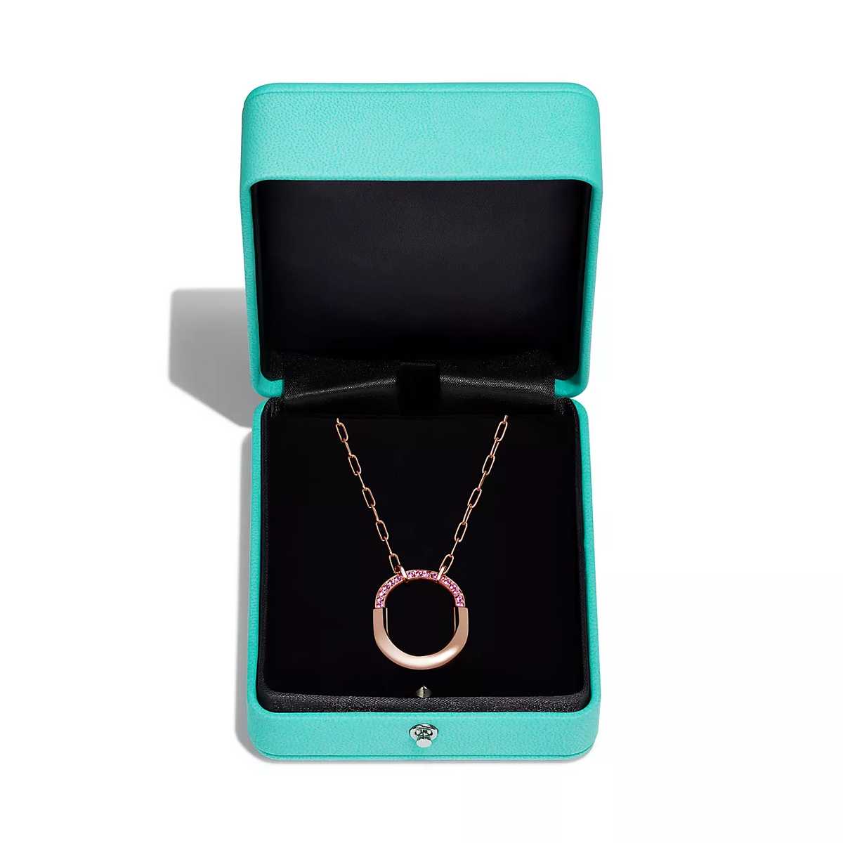[Corinne]LOCK MEDIUM PENDANT PINK DIAMOND PINK GOLD NECKLACE