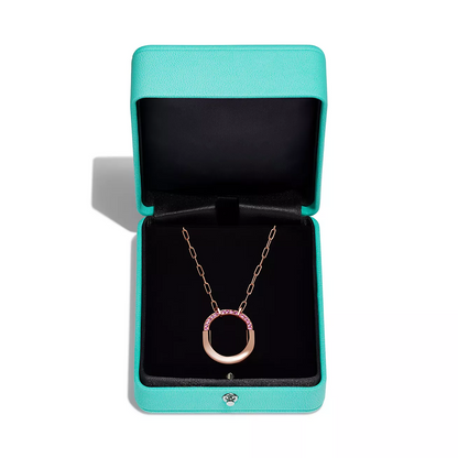 [Corinne]LOCK MEDIUM PENDANT PINK DIAMOND PINK GOLD NECKLACE