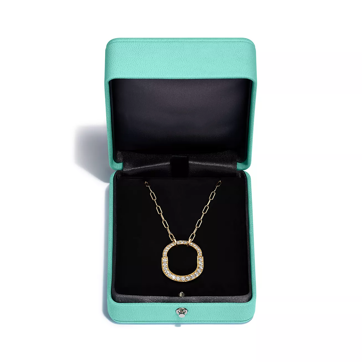 [Corinne]LOCK NECKLACE MEDIUM PENDANT GOLD PAVED DIAMONDS