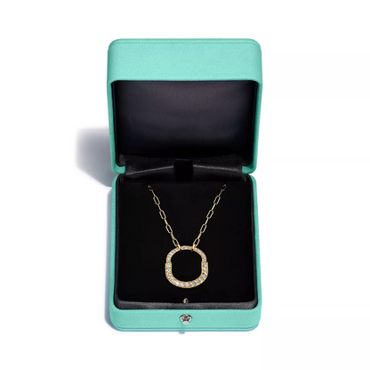[Corinne]LOCK NECKLACE MEDIUM PENDANT GOLD PAVED DIAMONDS