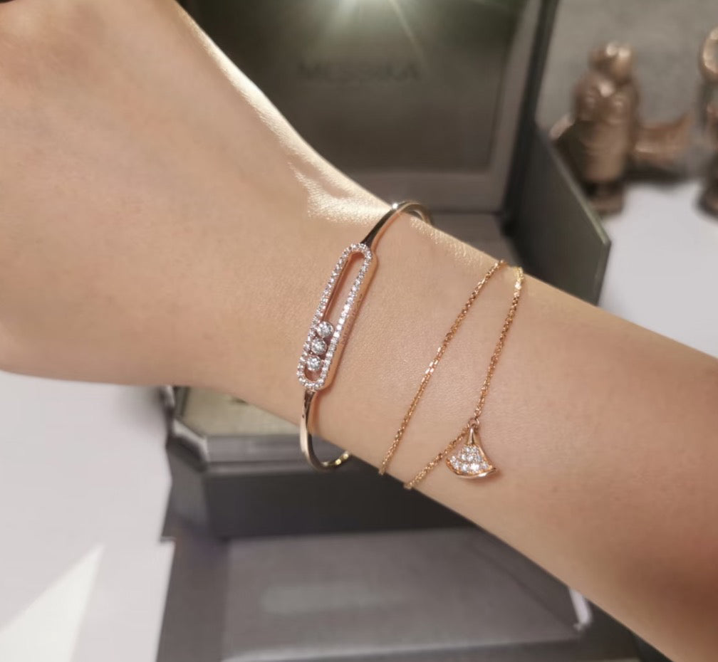 [⭐Corinne]Move Pavé Diamond Bangle Bracelet M