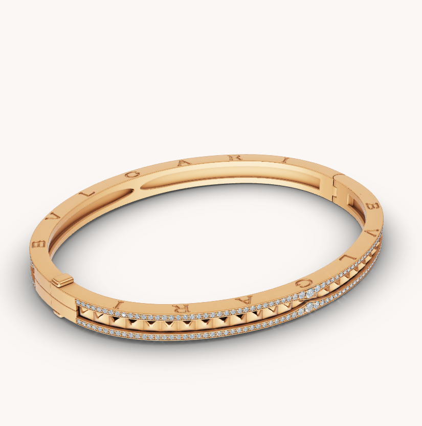 [⭐Corinne]ZERO 1 SPIRAL AND PAVED DIAMOND GOLD BRACELET