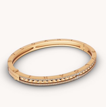 [⭐Corinne]ZERO 1 SPIRAL AND PAVED DIAMOND GOLD BRACELET