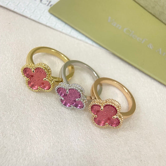 [⭐Corinne]NEW ROSE QUARTZ FOUR-LEAF CLOVER RING