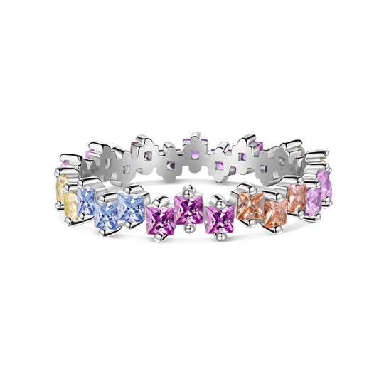 [⭐Corinne Jewelry]Mixed Colorful Square Staggered Rings