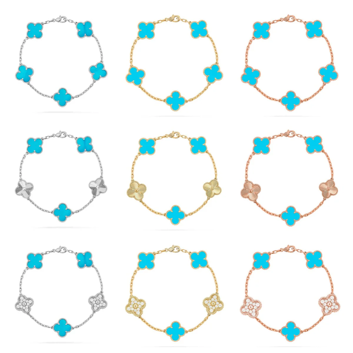 [⭐Corinne] CLOVER 5 MOTIF TURQUOISE BRACELET COLLECTION