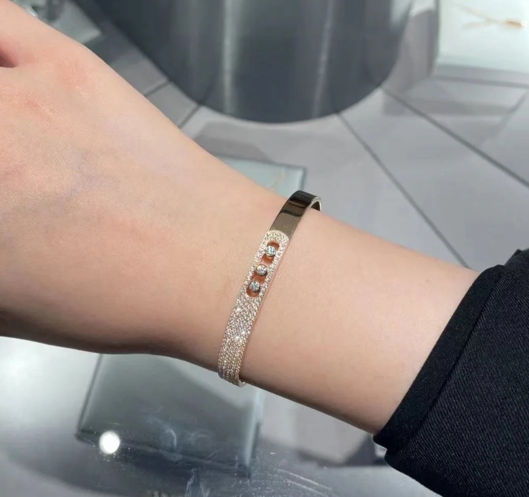 [⭐Corinne]Move Noa Rose Gold Pavé Diamond Bangle Bracelet