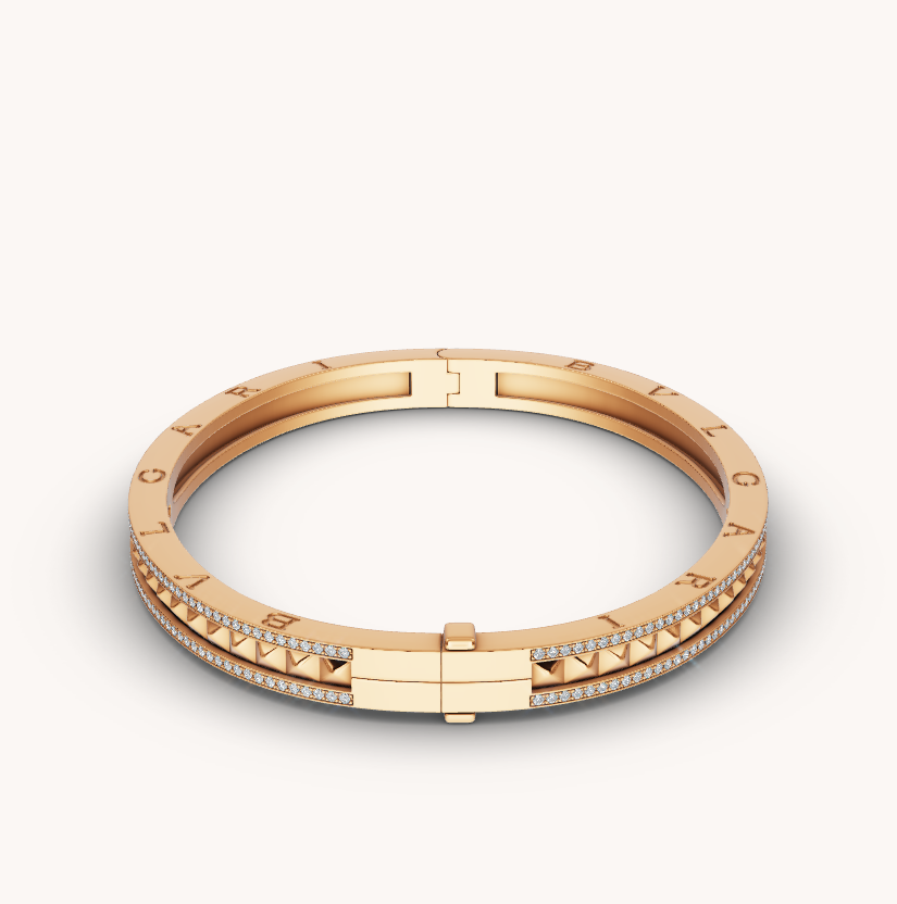 [⭐Corinne]ZERO 1 SPIRAL AND PAVED DIAMOND GOLD BRACELET