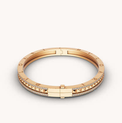 [⭐Corinne]ZERO 1 SPIRAL AND PAVED DIAMOND GOLD BRACELET