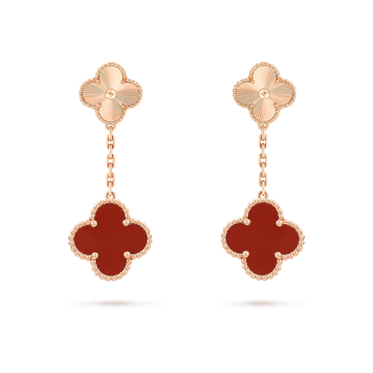 [⭐Corinne]CLOVER 2 MOTIF  LASER CARNELIAN EARRINGS