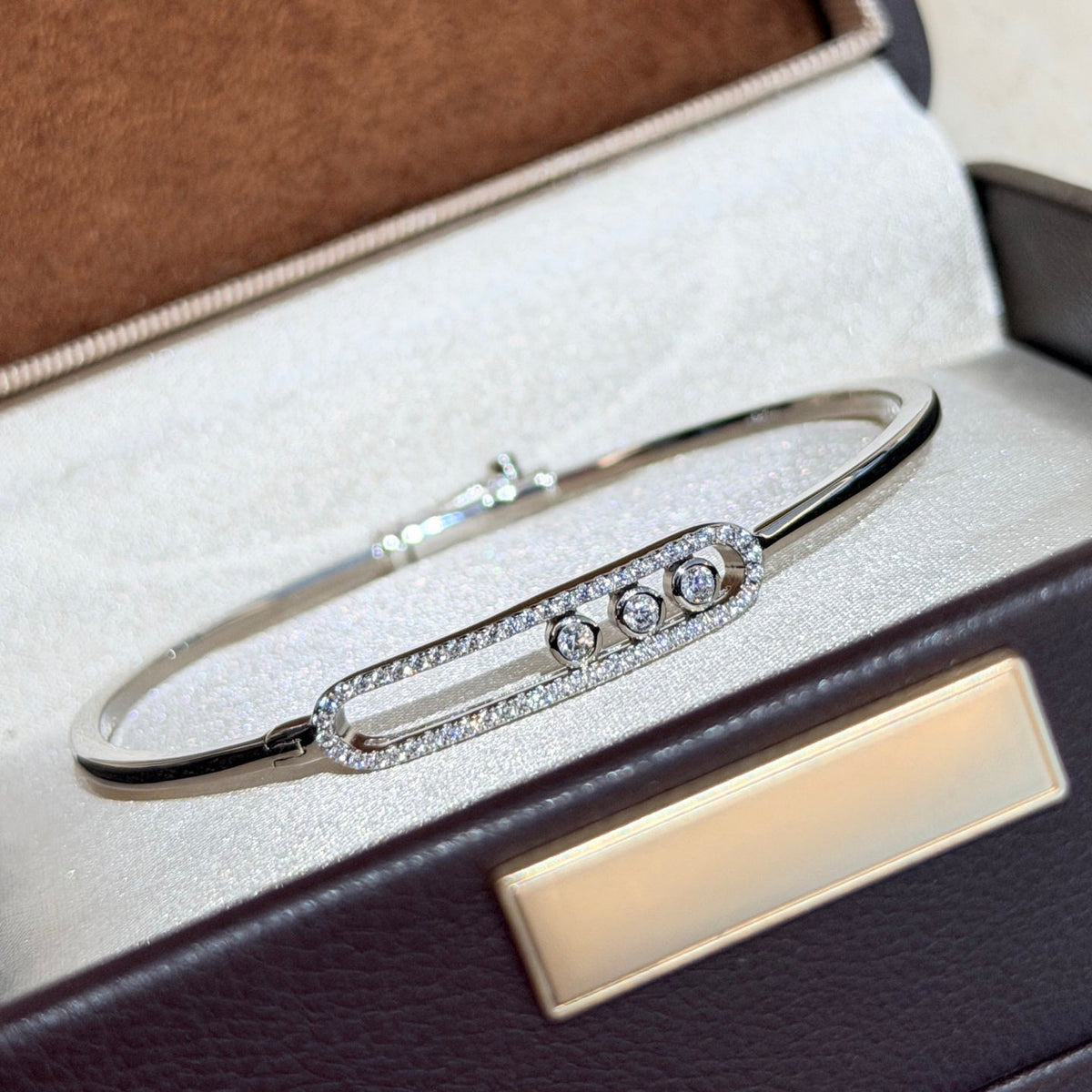 [⭐Corinne]Move Pavé Diamond Bangle Bracelet M