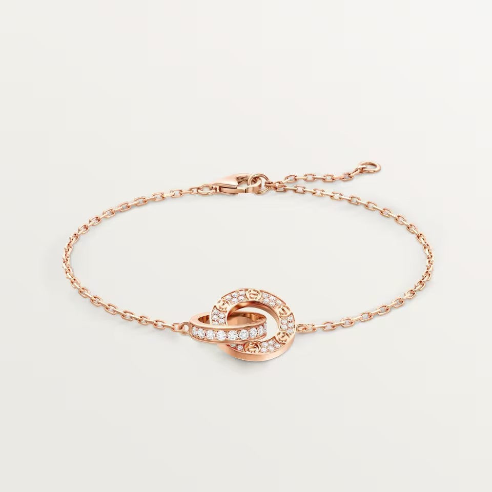 [⭐Corinne]LOVE DOUBLE RING FULL DIAMOND BRACELET