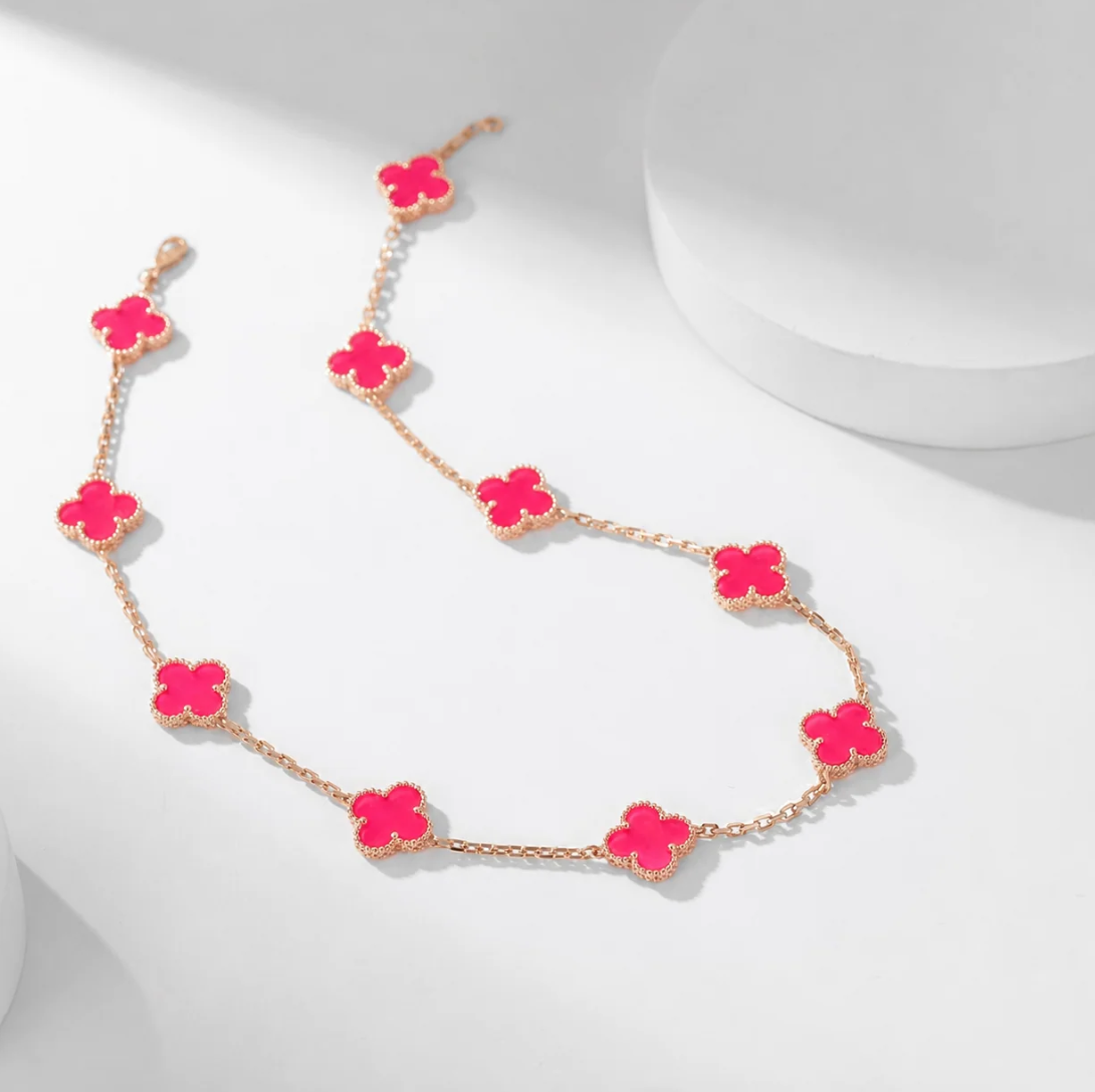 [⭐Corinne]CLOVER 10 MOTIFS  NEW BUBBLE PINK ENAMEL