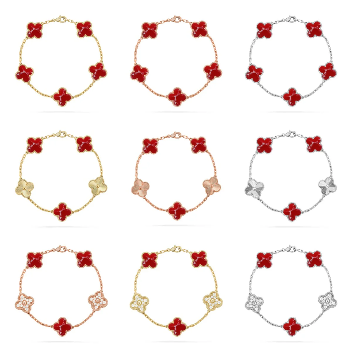 [⭐Corinne]CLOVER 5 MOTIF RED PATTERN BRACELET COLLECTION