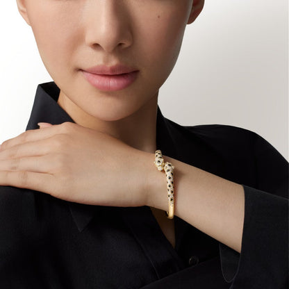 [⭐Corinne]PANTHERE DOUBLE HEADED HALF DIAMOND OPEN BRACELET