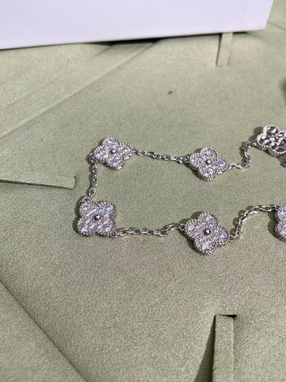 [⭐Corinne]CLOVER 10 MOTIFS  FULL DIAMOND NECKLACE