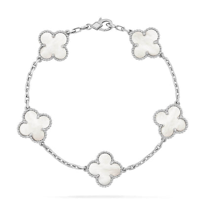 [⭐Corinne]CLOVER WHITE PEARL MOP 5 MOTIF BRACELET COLLECTION
