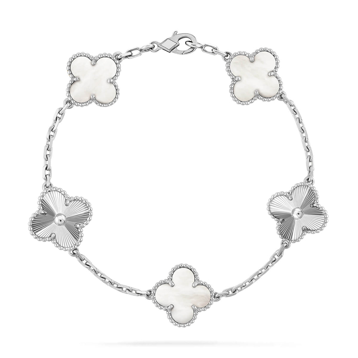 [⭐Corinne]CLOVER WHITE PEARL MOP 5 MOTIF BRACELET COLLECTION