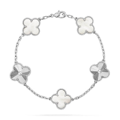 [⭐Corinne]CLOVER WHITE PEARL MOP 5 MOTIF BRACELET COLLECTION