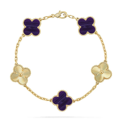 [⭐Corinne]CLOVER 5 MOTIF PURPLE STRIPES BRACELET COLLECTION