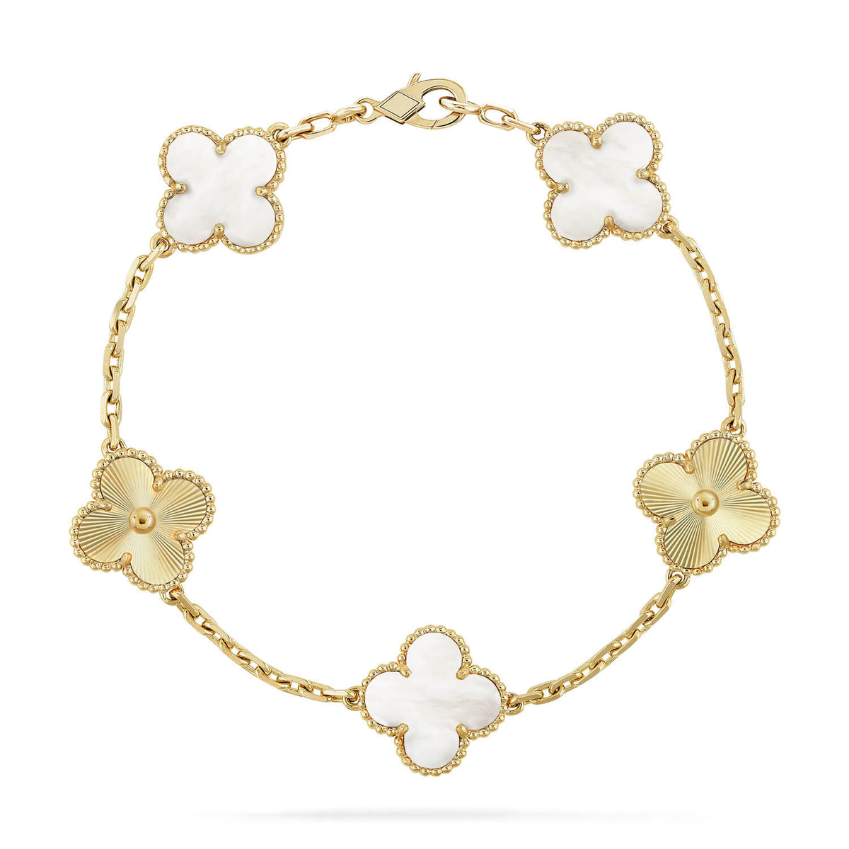 [⭐Corinne]CLOVER WHITE PEARL MOP 5 MOTIF BRACELET COLLECTION