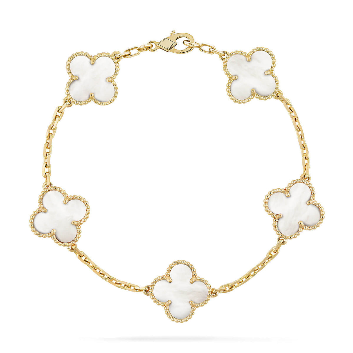 [⭐Corinne]CLOVER WHITE PEARL MOP 5 MOTIF BRACELET COLLECTION