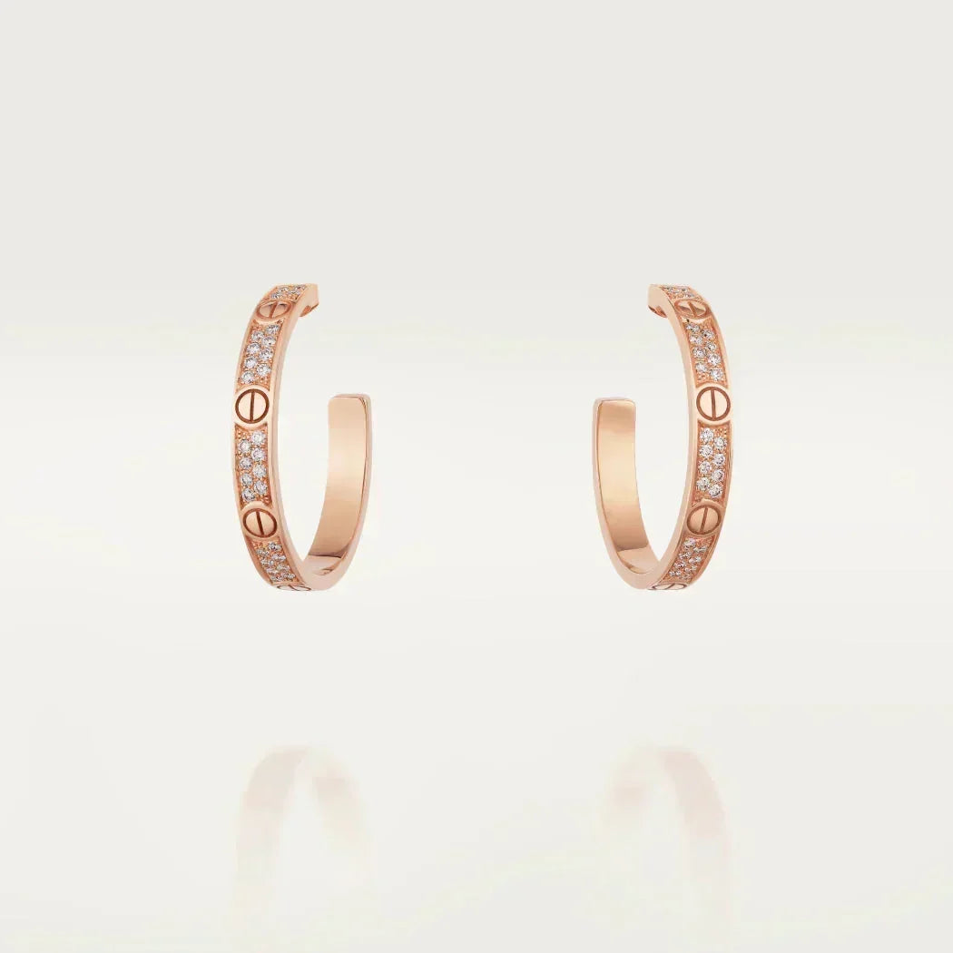 [⭐Corinne]LOVE DIAMOND PINK GOLD HOOP EARRINGS