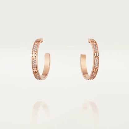 [⭐Corinne]LOVE DIAMOND PINK GOLD HOOP EARRINGS