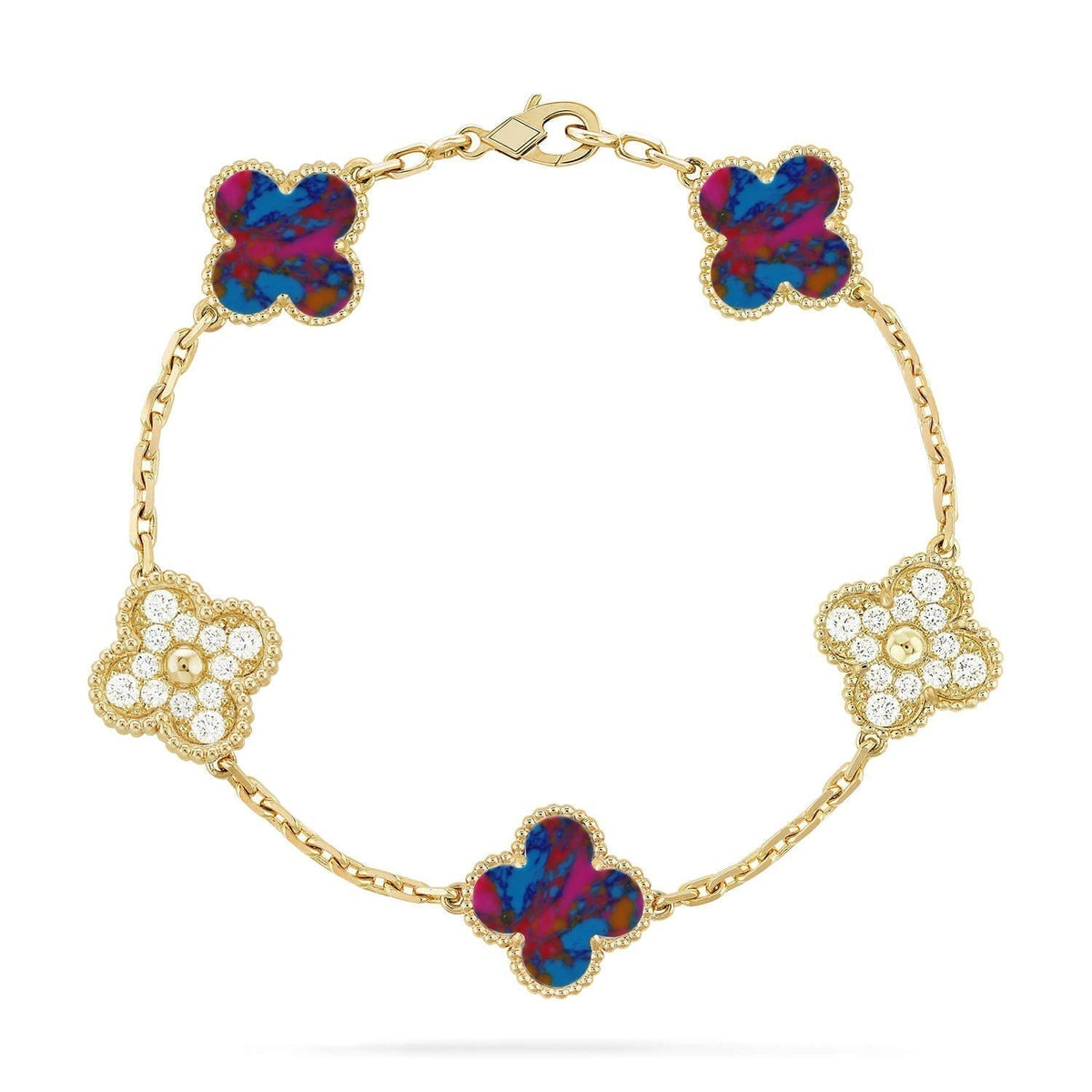 [⭐Corinne]CLOVER 5 MOTIF COLOR GEMSTONES BRACELET COLLECTION