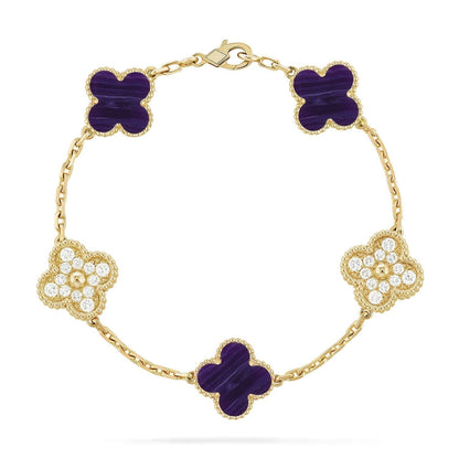 [⭐Corinne]CLOVER 5 MOTIF PURPLE STRIPES BRACELET COLLECTION