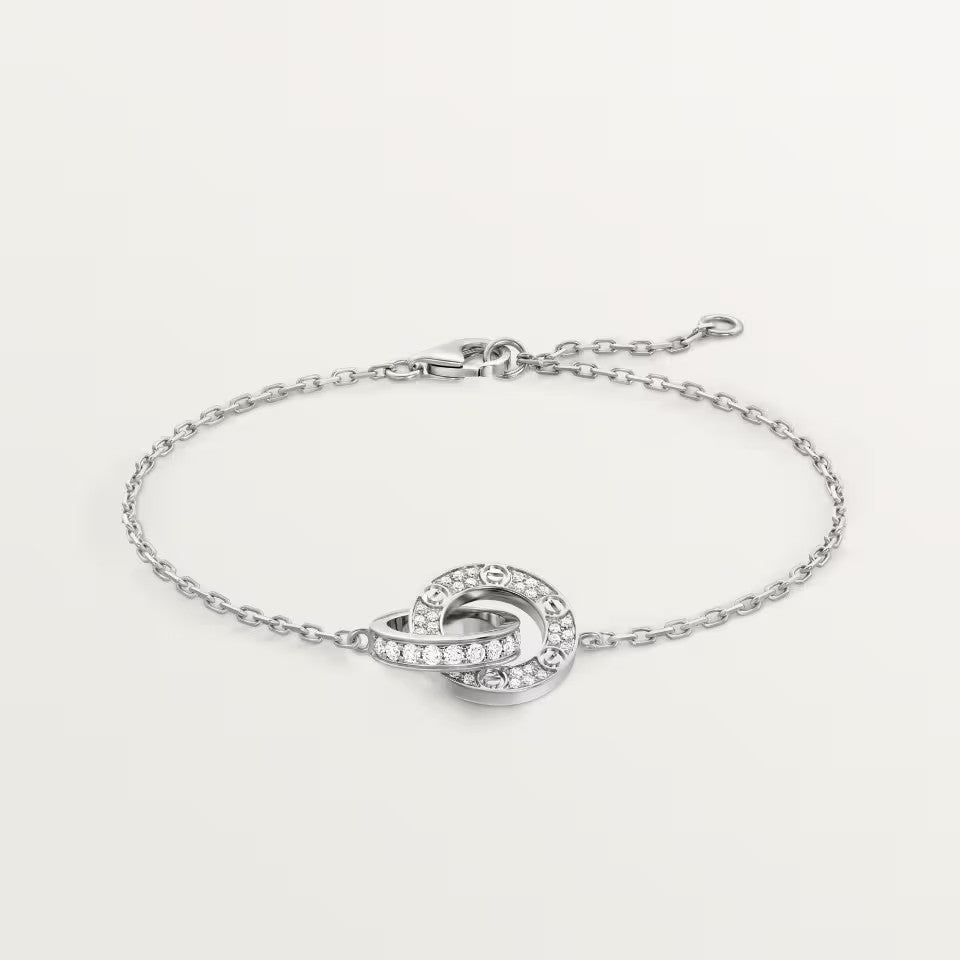 [⭐Corinne]LOVE DOUBLE RING FULL DIAMOND BRACELET