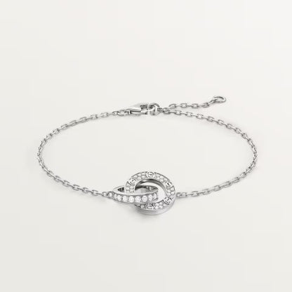 [⭐Corinne]LOVE DOUBLE RING FULL DIAMOND BRACELET