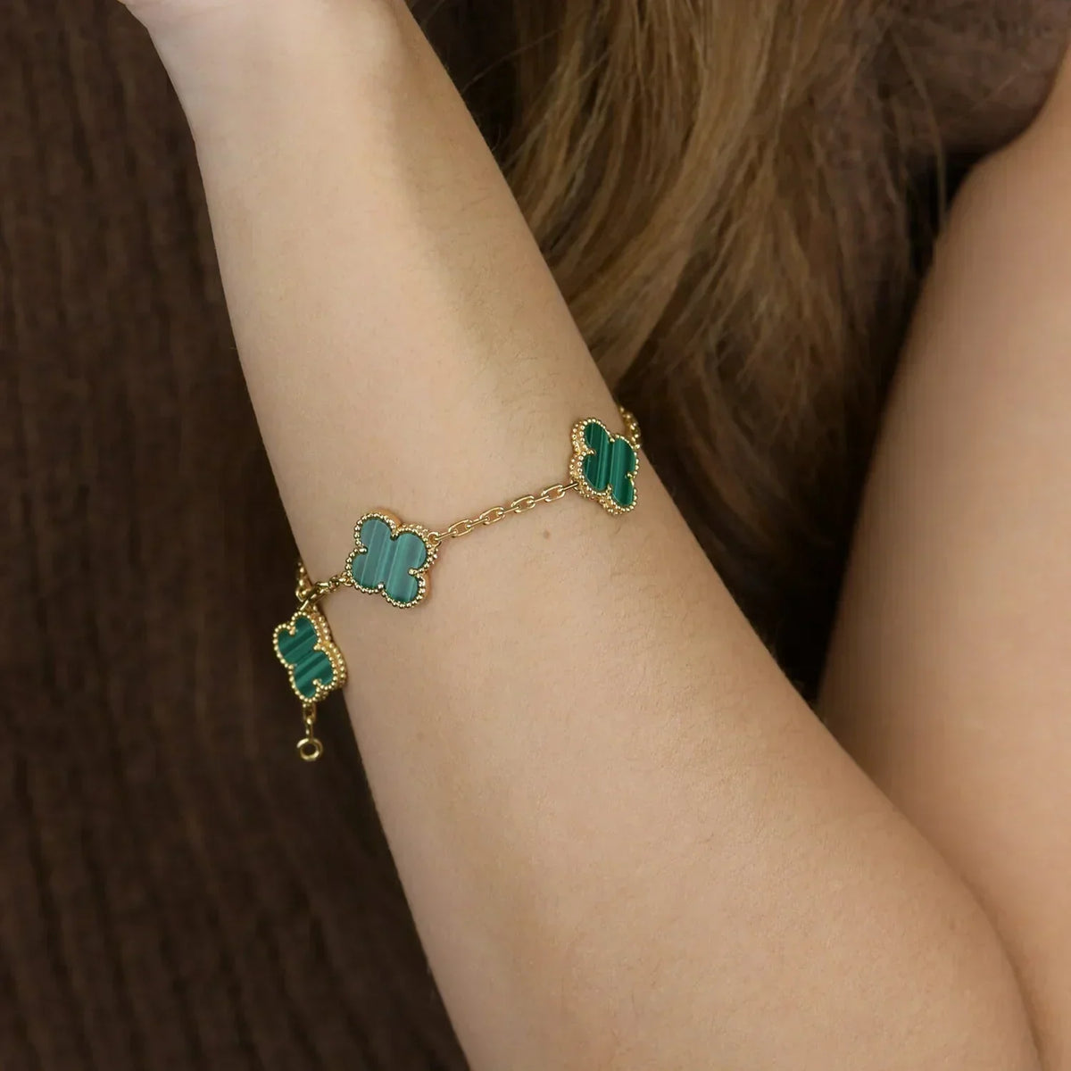 [⭐Corinne] CLOVER 5 MOTIF MALACHITE BRACELET COLLECTION