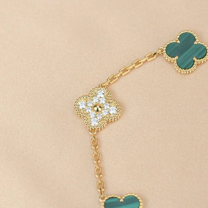[⭐Corinne] CLOVER 5 MOTIF MALACHITE BRACELET COLLECTION