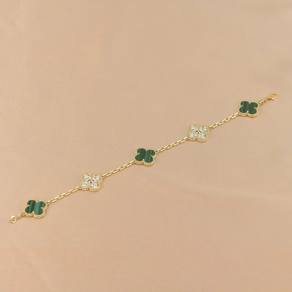 [⭐Corinne] CLOVER 5 MOTIF MALACHITE BRACELET COLLECTION