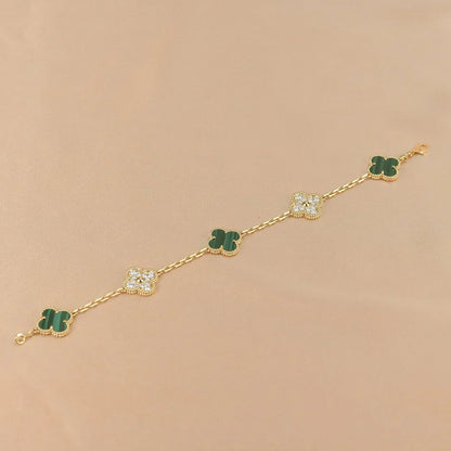 [⭐Corinne] CLOVER 5 MOTIF MALACHITE BRACELET COLLECTION