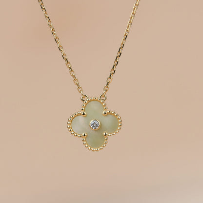 [⭐Corinne]CLOVER 15MM DIAMOND GOLD MOTHER OF PEARL NECKLACE