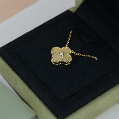 [⭐Corinne]CLOVER 15MM DIAMOND GOLD MOTHER OF PEARL NECKLACE