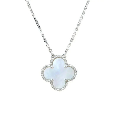 [⭐Corinne]CLOVER  15MM WHITE MOTHER-OF-PEARL SILVER