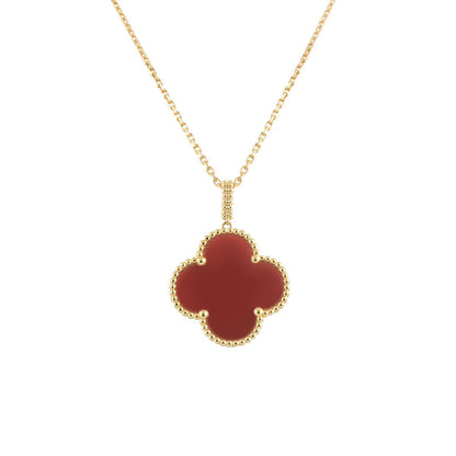 [⭐Corinne]CLOVER 25MM NECKLACE GOLD CARNELIAN