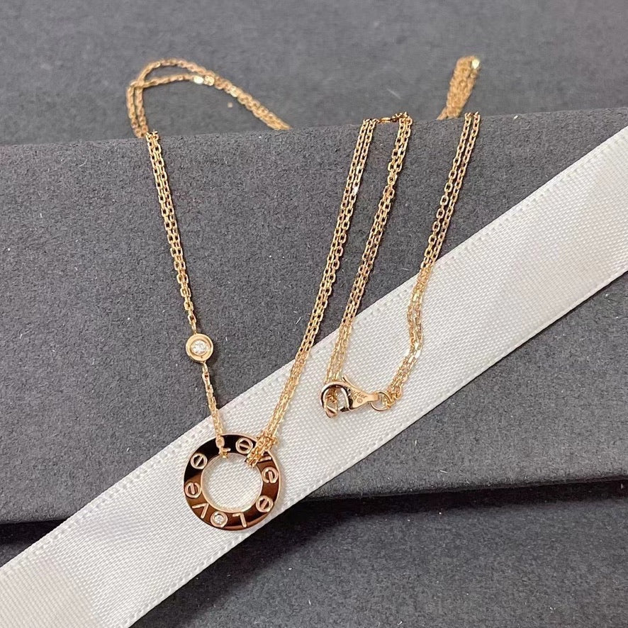 [⭐Corinne]LOVE NECKLACE 16MM 2 DIAMONDS