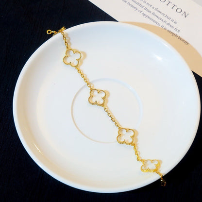 [⭐Corinne]CLOVER 5 MOTIF ROCK CRYSTAL BRACELET
